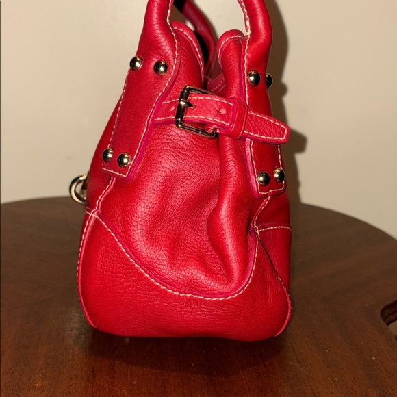 Dooney & Bourke  satchel holiday red gold tone  front clasp closure  like new - Picture 6 of 17